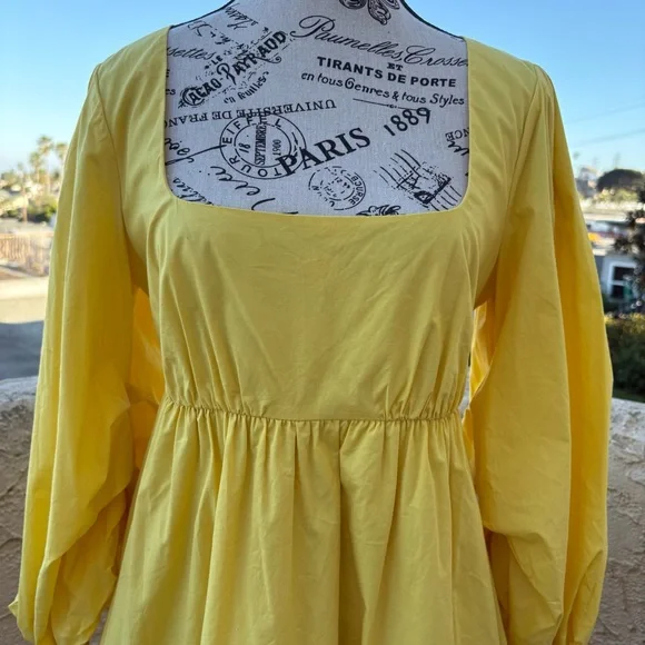 Staud Sophie 3/4 puff sleeve cotton poplin mini dress size M medium - Picture 8 of 16